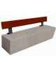 Panchina inclinata in cemento calcestruzzo colore Bianco sabbiato - schienale in legno esotico - cm 200x60x80h - Conforme ai CAM