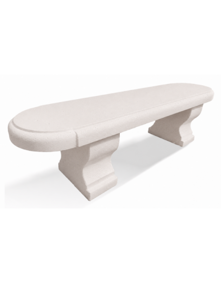 PANCHINA CLASSICA IN CEMENTO CALCESTRUZZO PER ARREDO URBANO - COLORE BIANCO PIETRA - CM 180x47x50H - Conforme ai CAM