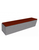 Panchina inclinata in cemento calcestruzzo colore Grigio pietra - seduta rivestita in legno - cm 200x60x45h - Conforme ai CAM