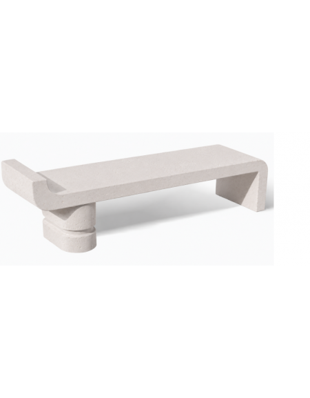 PANCHINA ELEGANTE IN CEMENTO CALCESTRUZZO PER ARREDO URBANO - COLORE BIANCO PIETRA - CM 170x50x51H - Conforme ai CAM