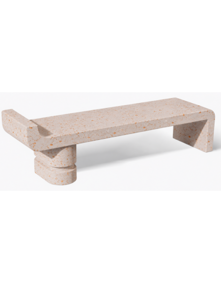 PANCHINA ELEGANTE IN CEMENTO CALCESTRUZZO PER ARREDO URBANO - COLORE BIANCO TRAVERTINO - CM 170x50x51H - Conforme ai CAM