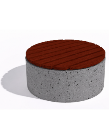 Panchina circolare in cemento calcestruzzo colore Grigio pietra - seduta rivestita in legno - cm Ø110x50h - Conforme ai CAM