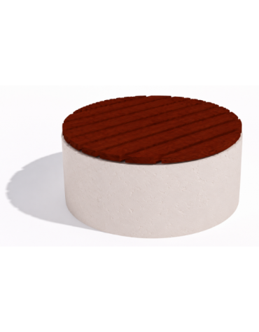 Panchina circolare in cemento calcestruzzo colore Bianco pietra - seduta rivestita in legno - cm Ø110x50h - Conforme ai CAM