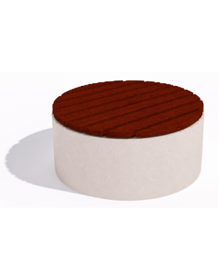 Panchina circolare in cemento calcestruzzo colore Bianco pietra - seduta rivestita in legno - cm Ø110x50h - Conforme ai CAM