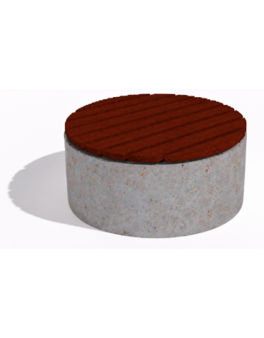 Panchina circolare in cemento calcestruzzo colore Grigio travertino - seduta rivestita in legno - cm Ø110x50h - Conforme ai CAM