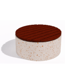 Panchina circolare in cemento calcestruzzo colore Bianco travertino - seduta rivestita in legno - cm Ø110x50h - Conforme ai CAM