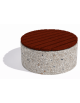 Panchina circolare in cemento calcestruzzo colore Grigio sabbiato - seduta rivestita in legno - cm Ø110x50h - Conforme ai CAM
