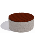 Panchina circolare in cemento calcestruzzo colore Bianco sabbiato - seduta rivestita in legno - cm Ø110x50h - Conforme ai CAM