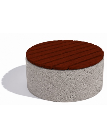 Panchina circolare in cemento calcestruzzo colore Bianco sabbiato - seduta rivestita in legno - cm Ø110x50h - Conforme ai CAM