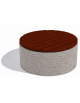 Panchina circolare in cemento calcestruzzo colore Bianco sabbiato - seduta rivestita in legno - cm Ø110x50h - Conforme ai CAM