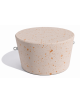 Panchina tonda svasata monoblocco in cemento calcestruzzo colore Bianco travertino - cm Ø84x45h - Conforme ai CAM
