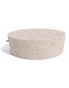 Panchina tonda svasata monoblocco in cemento calcestruzzo, colore Bianco travertino - cm Ø151x45h - Conforme ai CAM