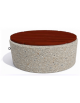 Panchina tonda svasata in cemento calcestruzzo colore Grigio sabbiato - seduta rivestita in legno - cm Ø112x50h - Conforme CAM