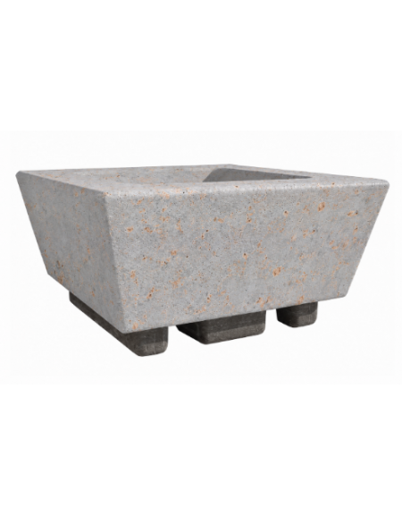Fioriera forma quadra in cemento calcestruzzo per esterno - colore Grigio travertino - cm 98x98x52h - Conforme ai CAM
