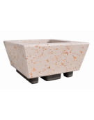 Fioriera forma quadra in cemento calcestruzzo per esterno - colore Bianco travertino - cm 98x98x52h - Conforme ai CAM
