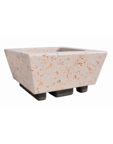 Fioriera forma quadra in cemento calcestruzzo per esterno - colore Bianco travertino - cm 98x98x52h - Conforme ai CAM
