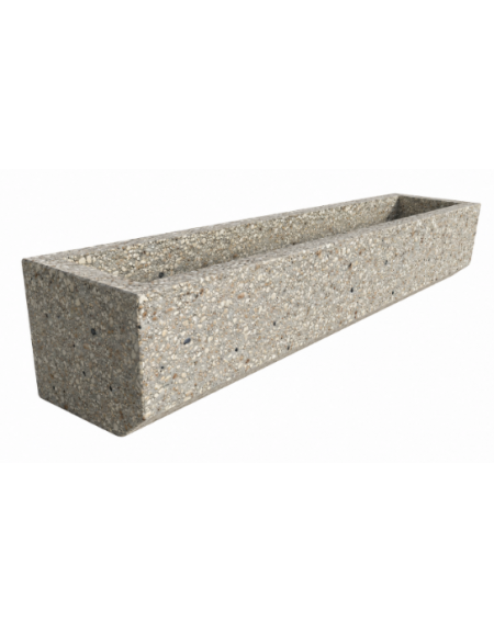 Fioriera rettangolare in cemento calcestruzzo per esterno - colore Grigio sabbiato - cm 204x40x39h - Conforme ai CAM