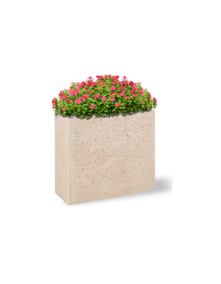 Fioriera rettangolare alta in cemento calcestruzzo - colore Bianco travertino - cm 100x65x90h - Conforme ai CAM