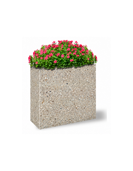 Fioriera rettangolare alta in cemento calcestruzzo - colore Grigio sabbiato - cm 100x65x90h - Conforme ai CAM