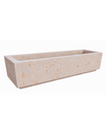 Fioriera rettangolare in cemento calcestruzzo per esterno - colore Bianco travertino - cm 200x60x45h - Conforme ai CAM