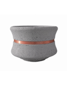 FIORIERA CIRCOLARE TONDA IN CEMENTO CALCESTRUZZO - COLORE GRIGIO PIETRA - CON FASCIA COLOR RAME - CM Ø 120x65h - CAM