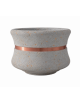 FIORIERA CIRCOLARE TONDA IN CEMENTO CALCESTRUZZO - COLORE GRIGIO TRAVERTINO  - CON FASCIA COLOR RAME - CM Ø 120x65h - CAM