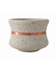 FIORIERA CIRCOLARE TONDA IN CEMENTO CALCESTRUZZO - COLORE GRIGIO SABBIATO - CON FASCIA COLOR RAME - CM Ø 120x65h - CAM
