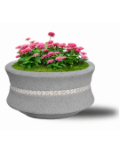 FIORIERA IN CEMENTO CALCESTRUZZO CIRCOLARE  COLORE GRIGIO PIETRA - CON GRECA DECORATIVA - CM Ø 120x65h - CONFORME AI CAM