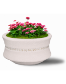 FIORIERA IN CEMENTO CALCESTRUZZO CIRCOLARE  COLORE BIANCO PIETRA - CON GRECA DECORATIVA - CM Ø 120x65h - CONFORME AI CAM