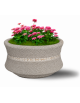 FIORIERA IN CEMENTO CALCESTRUZZO CIRCOLARE  COLORE BIANCO SABBIATO - CON GRECA DECORATIVA - CM Ø 120x65h - CONFORME AI CAM