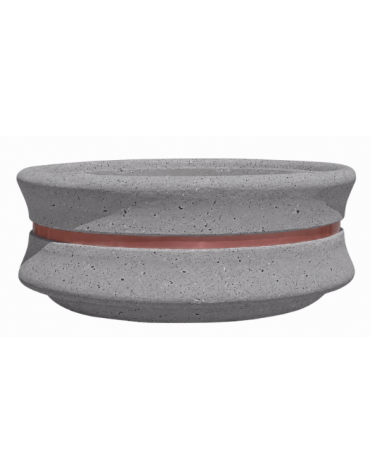 FIORIERA CIRCOLARE TONDA IN CEMENTO CALCESTRUZZO - COLORE GRIGIO PIETRA - CON FASCIA COLOR RAME - CM Ø 160x60h - CONFORME AI CAM
