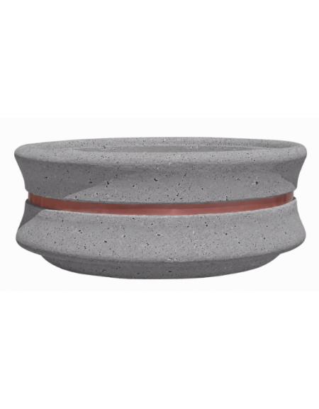FIORIERA CIRCOLARE TONDA IN CEMENTO CALCESTRUZZO - COLORE GRIGIO PIETRA - CON FASCIA COLOR RAME - CM Ø 160x60h - CONFORME AI CAM