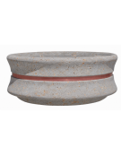 FIORIERA CIRCOLARE TONDA IN CEMENTO CALCESTRUZZO - COLORE GRIGIO TRAVERTINO - CON FASCIA COLOR RAME - CM Ø 160x60h - CAM