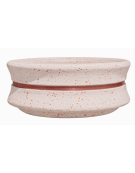 FIORIERA CIRCOLARE TONDA IN CEMENTO CALCESTRUZZO - COLORE BIANCO TRAVERTINO - CON FASCIA COLOR RAME - CM Ø 160x60h - CAM