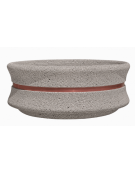 FIORIERA CIRCOLARE TONDA IN CEMENTO CALCESTRUZZO - COLORE BIANCO SABBIATO - CON FASCIA COLOR RAME - CM Ø 160x60h - CONFORME CAM