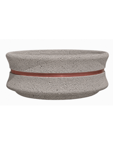 FIORIERA CIRCOLARE TONDA IN CEMENTO CALCESTRUZZO - COLORE BIANCO SABBIATO - CON FASCIA COLOR RAME - CM Ø 160x60h - CONFORME CAM