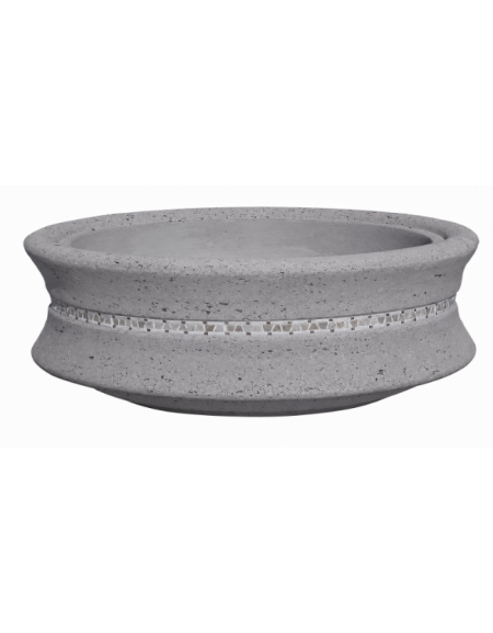 FIORIERA CIRCOLARE TONDA IN CEMENTO CALCESTRUZZO - COLORE GRIGIO PIETRA - CON GRECA DECORATIVA - CM Ø 160x60h - CONFORME AI CAM