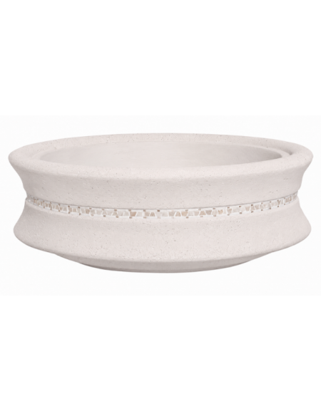 FIORIERA CIRCOLARE TONDA IN CEMENTO CALCESTRUZZO - COLORE BIANCO PIETRA - CON GRECA DECORATIVA - CM Ø 160x60h - CONFORME AI CAM