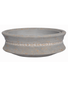 FIORIERA CIRCOLARE TONDA IN CEMENTO CALCESTRUZZO - COLORE GRIGIO TAVERTINO - CON GRECA DECORATIVA - CM Ø 160x60h - CONFORME CAM