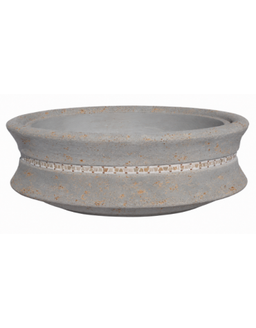 FIORIERA CIRCOLARE TONDA IN CEMENTO CALCESTRUZZO - COLORE GRIGIO TAVERTINO - CON GRECA DECORATIVA - CM Ø 160x60h - CONFORME CAM