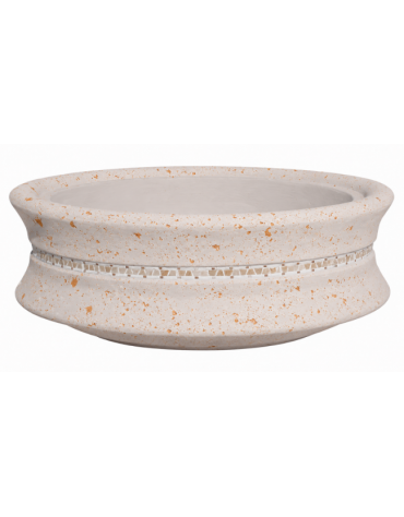 FIORIERA CIRCOLARE TONDA IN CEMENTO CALCESTRUZZO - COLORE BIANCO TRAVERTINO - CON GRECA DECORATIVA- CM Ø 160x60h - CONFORME CAM