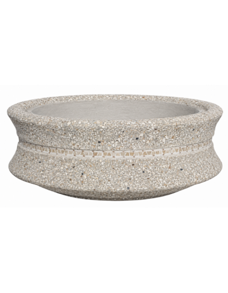 FIORIERA CIRCOLARE TONDA IN CEMENTO CALCESTRUZZO - COLORE GRIGIO SABBIATO - CON GRECA DECORATIVA - CM Ø 160x60h - CONFORME CAM