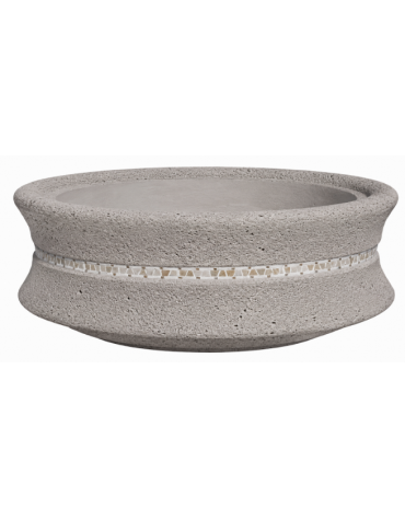 FIORIERA CIRCOLARE TONDA IN CEMENTO CALCESTRUZZO - COLORE BIANCO SABBIATO - CON GRECA DECORATIVA - CM Ø 160x60h - CONFORME CAM
