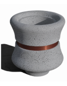 FIORIERA IN CEMENTO CALCESTRUZZO CIRCOLARE  - COLORE GRIGIO PIETRA - CON FASCIA COLOR RAME - CM Ø 60x65h - CONFORME AI CAM