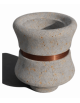 FIORIERA IN CEMENTO CALCESTRUZZO CIRCOLARE  - COLORE GRIGIO TRAVERTINO - CON FASCIA COLOR RAME - CM Ø 60x65h - CONFORME AI CAM