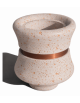 FIORIERA IN CEMENTO CALCESTRUZZO CIRCOLARE - COLORE BIANCO TRAVERTINO - CON FASCIA COLOR RAME - CM Ø 60x65h - CONFORME AI CAM