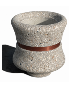 FIORIERA IN CEMENTO CALCESTRUZZO CIRCOLARE  - COLORE GRIGIO SABBIATO - CON FASCIA COLOR RAME - CM Ø 60x65h - CONFORME AI CAM