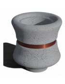 FIORIERA IN CEMENTO CALCESTRUZZO CIRCOLARE  - COLORE BIANCO SABBIATO -  CON FASCIA COLOR RAME - CM Ø 60x65h - CONFORME AI CAM