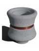 FIORIERA IN CEMENTO CALCESTRUZZO CIRCOLARE  - COLORE BIANCO SABBIATO -  CON FASCIA COLOR RAME - CM Ø 60x65h - CONFORME AI CAM