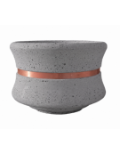 FIORIERA CIRCOLARE TONDA IN CEMENTO CALCESTRUZZO - COLORE GRIGIO PIETRA - CON FASCIA COLOR RAME - CM Ø 90x65h - CONFORME AI CAM
